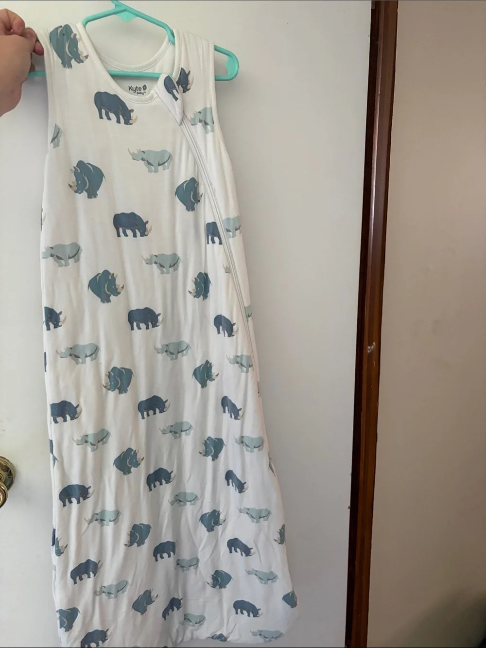Kyte BABY White Sleep Sack with Blue Rhino Print
